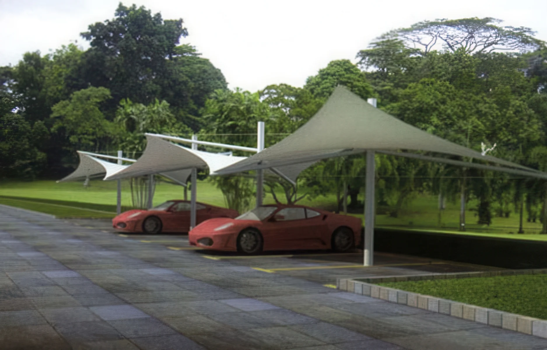 Навесы для автомобильных парковок проект 70