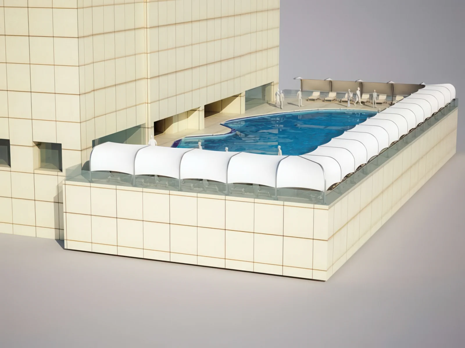 Тенты для зоны бассейна проект 6