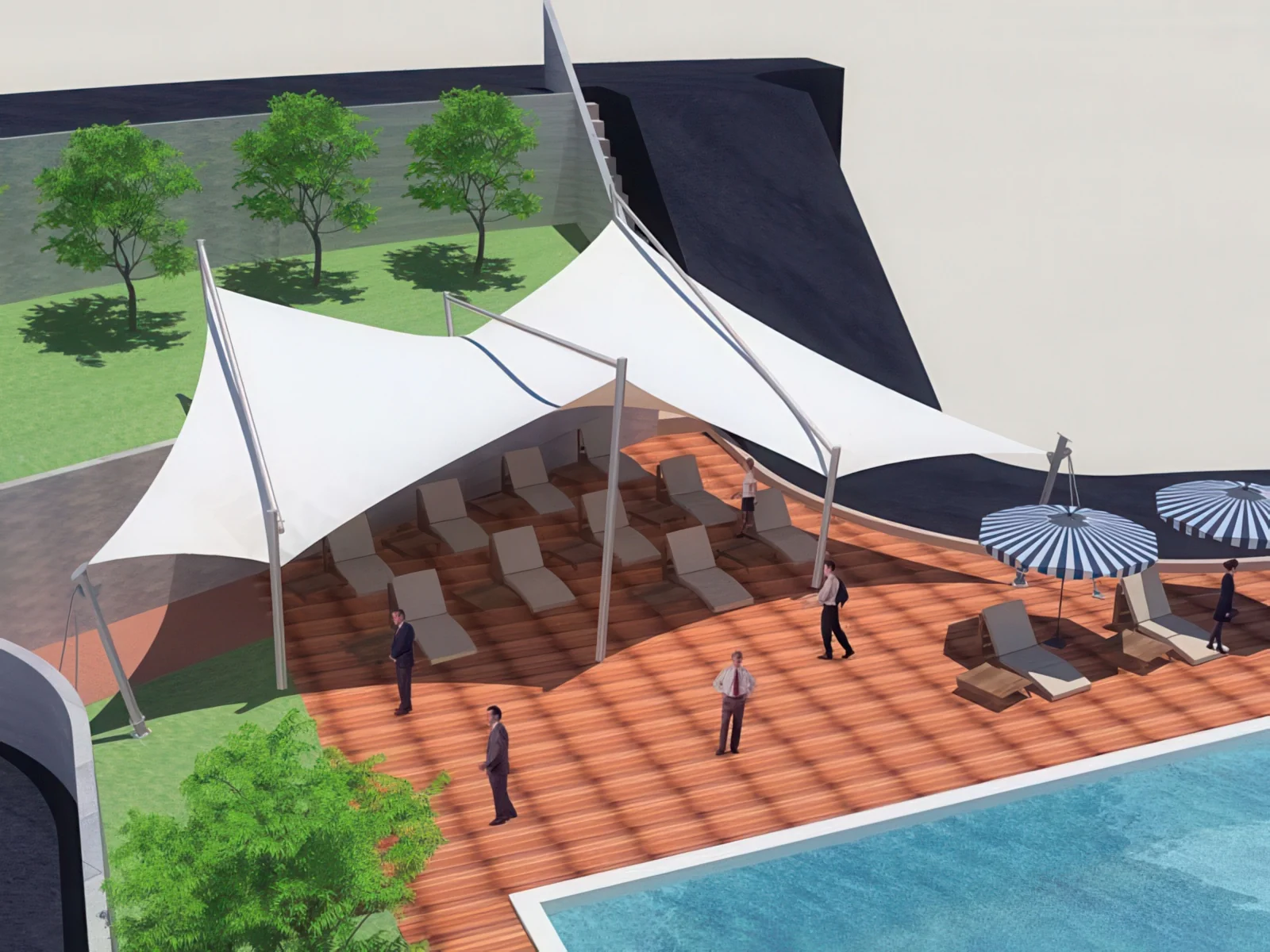 Тенты для зоны бассейна проект 19