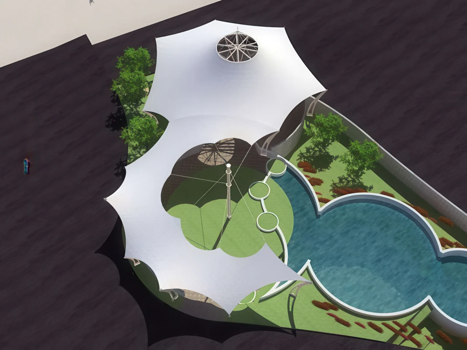 Тенты для зоны бассейна проект 20