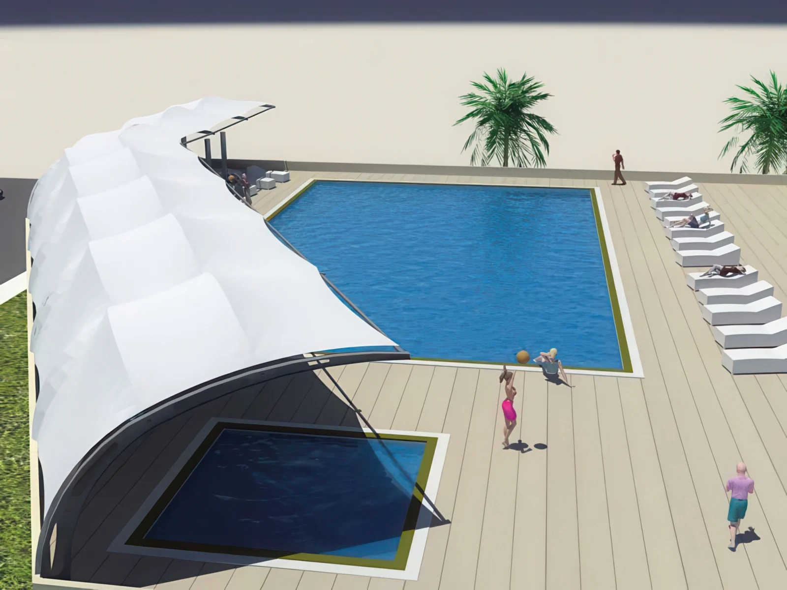 Тенты для зоны бассейна проект 22