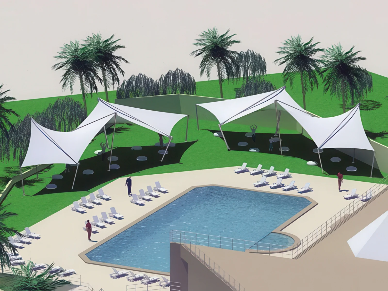 Тенты для зоны бассейна проект 26