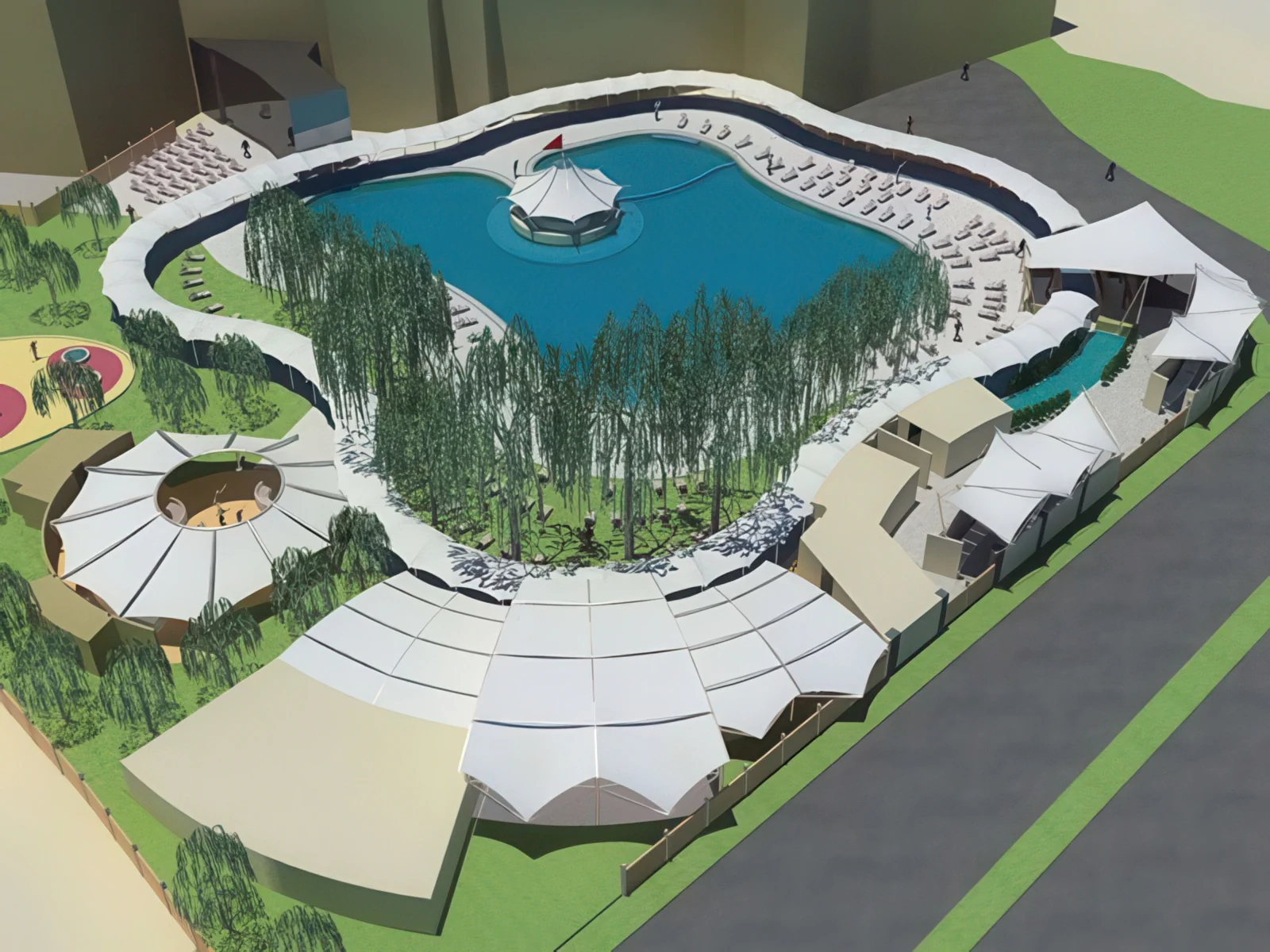 Тенты для зоны бассейна проект 29