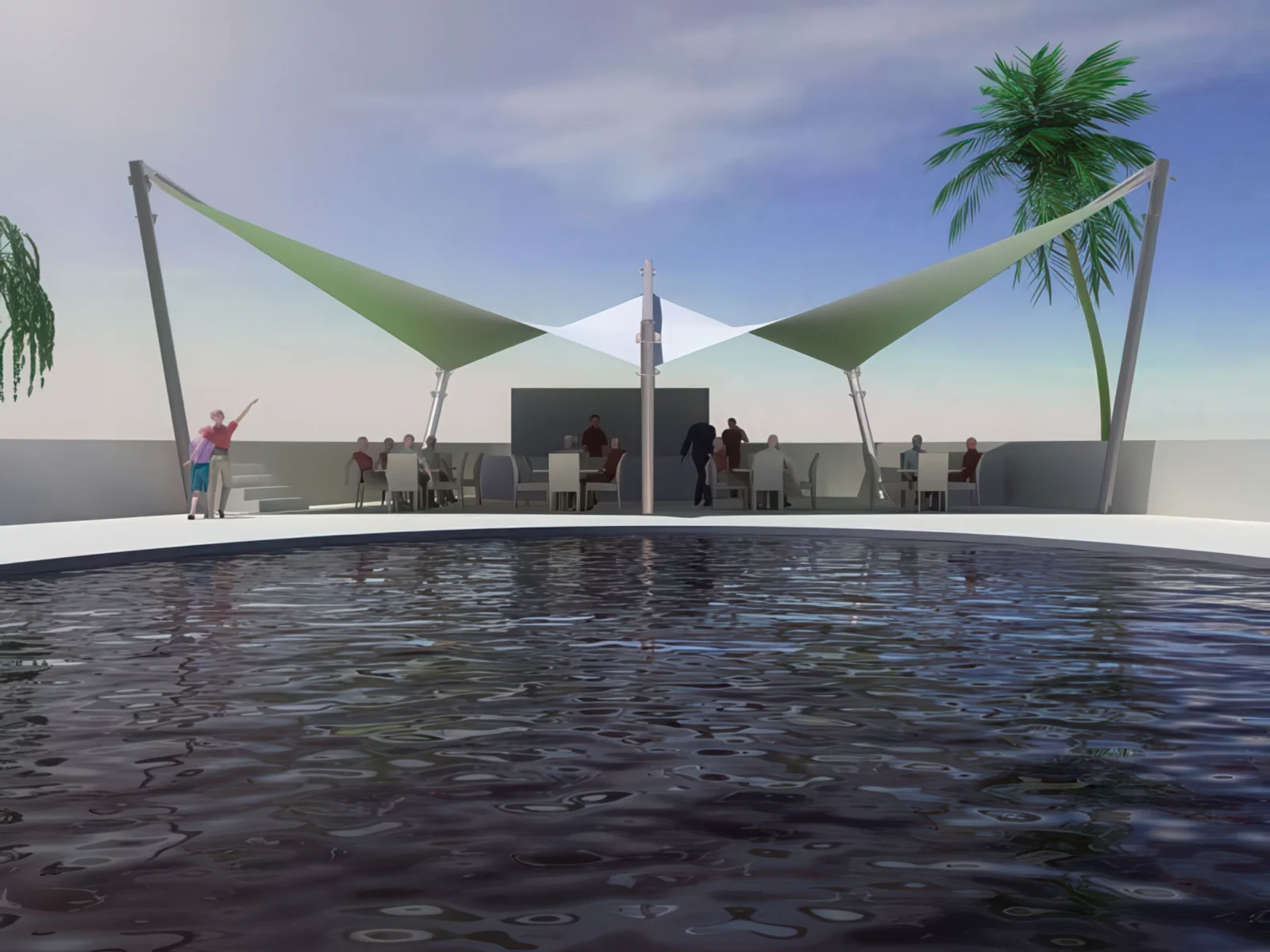 Тенты для зоны бассейна проект 32