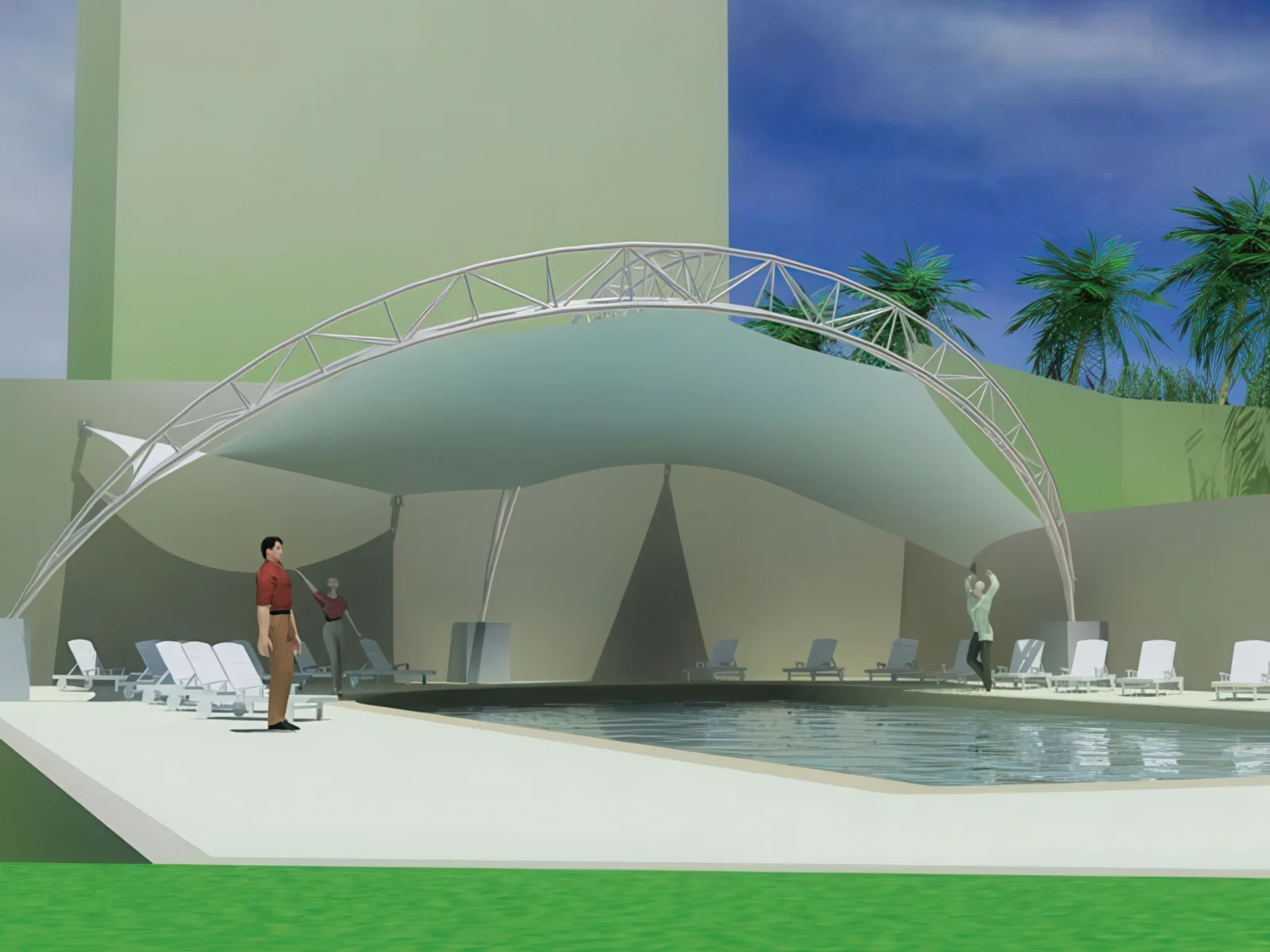 Тенты для зоны бассейна проект 47