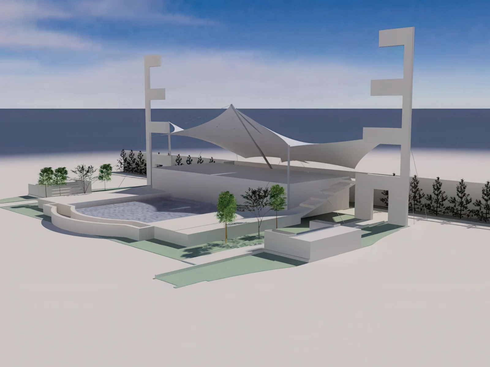 Тенты для зоны бассейна проект 48