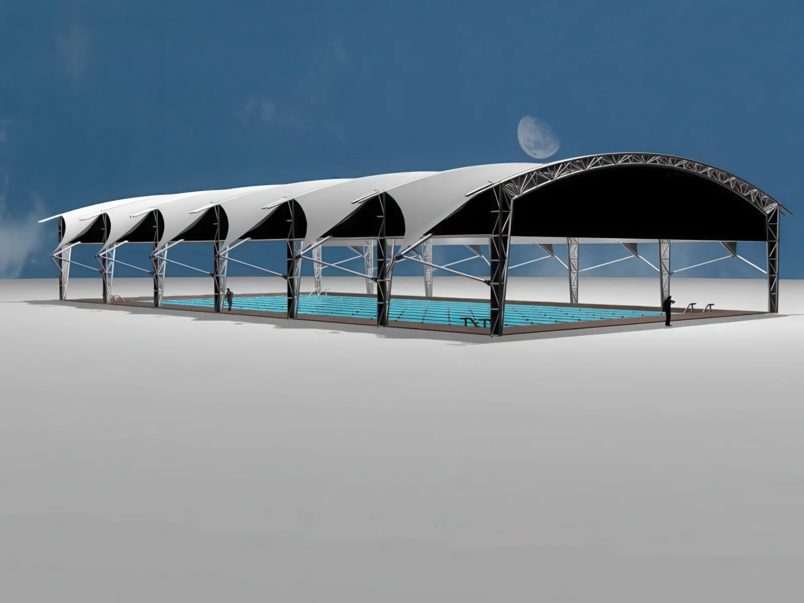 Тенты для зоны бассейна проект 57